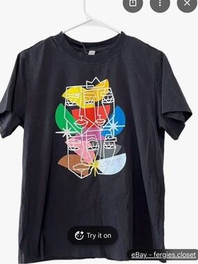 lululemon athletica Black Short-Sleeve Tee with Multicolor Abstract Faces